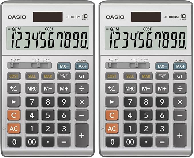 Casio Inc. JF-100BM Standard Function Calculator,Multicolor, 4 1/4 x 6 7/8 (Pack of 2)
