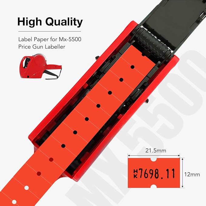 8 Digits Price Tag Gun Kit with 5000 Sticker Labels and 3 Ink Refill， Label Gun Pricing Guns for Office， Retail Shop， Grocery Store Organization Marking (30 Roll Saffron)