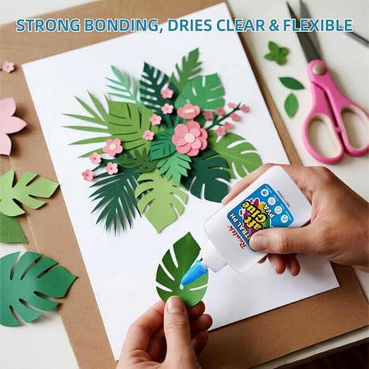 PVA Glue for Crafts, Dries Clear, PH Neutral Adhesive 3.38 Fl Oz | Paper Mache, Fabric, DIY Projects & Scrapbooking – Acid-Free, Flexible, Strong Bond