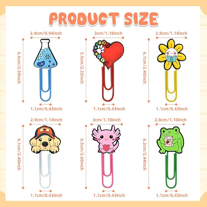 30 PCS Random Paper Clips Metal Paperclip Large Size Paper Clip Cute Bookmark Colorful Office Supplies Bookmark Clamp Desk Accessories Stationery Gifts