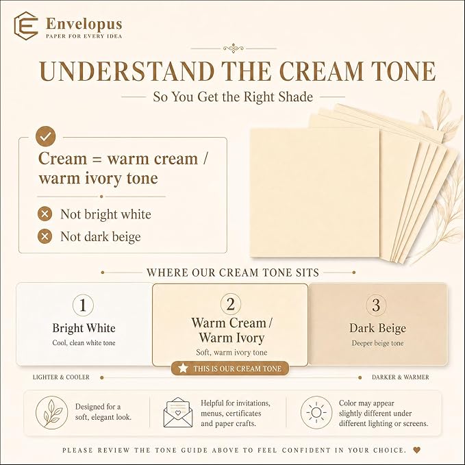 Cream Cardstock Paper 8.5 x 11, 85Lb Heavyweight Card Stock Cream | Cardstock Printer Paper 8.5 x 11, 30 Sheets, Smooth Matte Finish. Ivory Cardstock for Invitations, Crafts and Card Making.