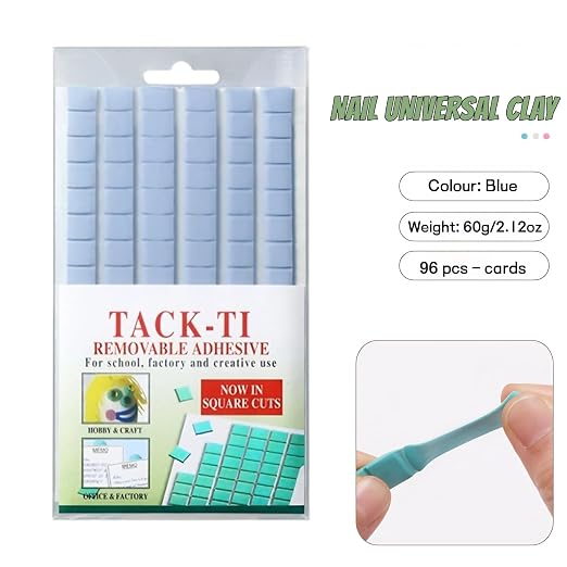Reusable Nail Art Clay, Nail Glue Clay DIY Professional Fake Nail Tips Sticky Manicure Tool, Nail Art Plastic, Manicure, Non Sticky Hand Clay Nail Fixing Gel (Blue)