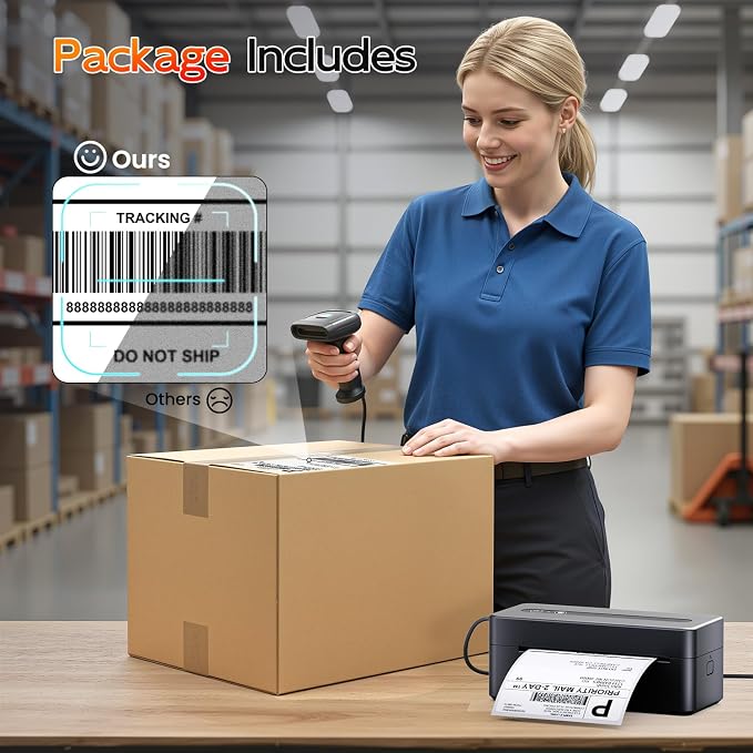 TATTMUSE Bluetooth Thermal Label Printer, 4X6 Shipping Label Printer for Small Business, Thermal Printer Sticker Printer Compatible with Phone, iOS, Android, Windows, Mac, Amazon, Shopify