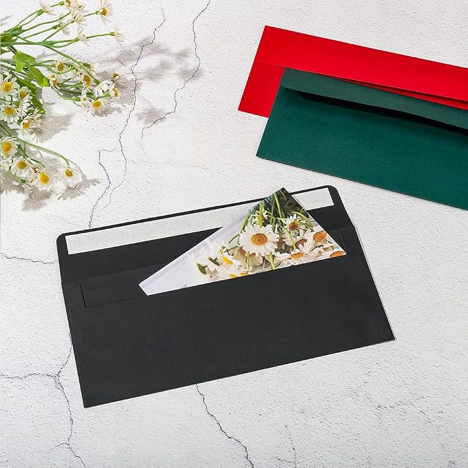 100 Pack Colored #10 Business Envelopes, 4.13 x 9.49 Inches, Red | Self Seal, Standard Envelopes, For Office Checks, Business Letter Mailing, Greeting Card
