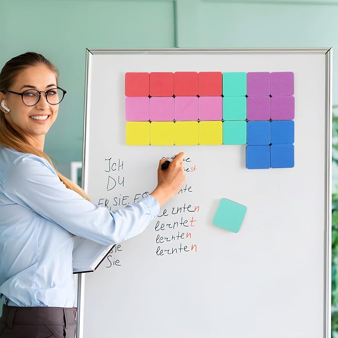 MaxGear Dry Erase Erasers, 96 Pack Magnetic Whiteboard Erasers, 6 Colors