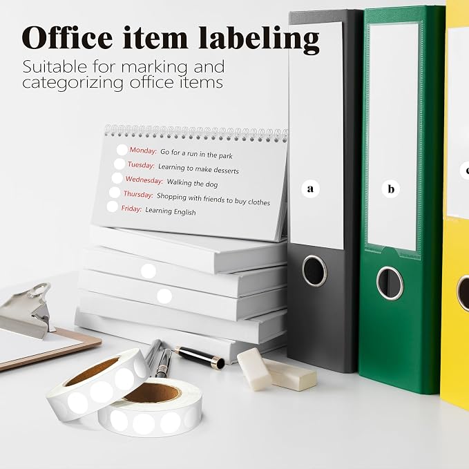 4 Rolls 4000 Dot Stickers 1/2 Inch Round Color Coding Label(White) | Circle Stickers 0.5 Inch Colorful Coding Label Sticker for Office,Student,Classroom