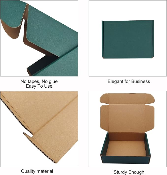 Green Recyclable Cardboard Small Gift Mailer Boxes for Shipping Packaging Craft Gifts Giving Products (25 Pack, 7.2 x 5.2 x 2 Inch)