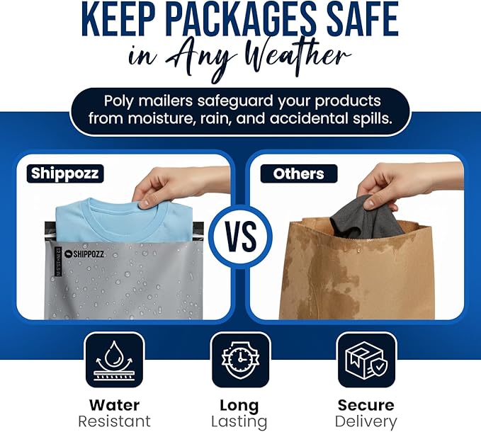 Shippozz 12x15.5 Poly Mailers 1000 Pack, Durable Waterproof Polymailers for Shipping Clothes, Self Seal Mailing Bags for Small Business Packaging Supplies, Mailing Envelopes for Books, and Accessories