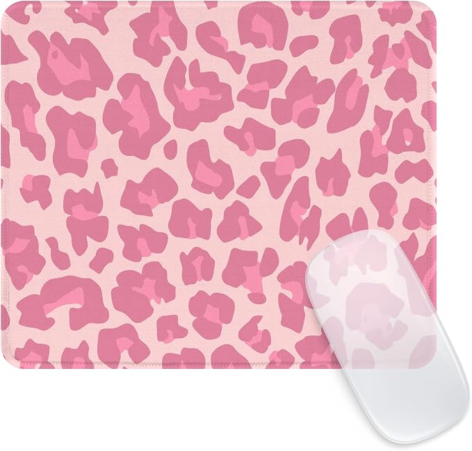 Seorsok Pink Leopard Mouse Pad,Mouse Mat Square Waterproof Mouse Pad Non-Slip Rubber Base Mouse Pads for Office Laptop,9.5"x7.8"x0.12" Inch