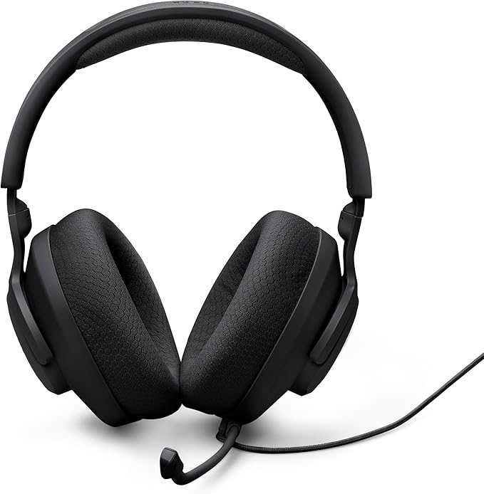 JBL Quantum 100M2 - Wired Over-Ear Gaming Headset with omnidirectional, Detachable mic with Mute Option and Fabric-Covered Memory Foam Ear Cushions, Compatible with All Platforms (Black)