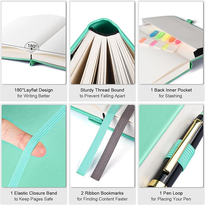 5 Pack Graph Paper Notebook Bulk, A5, 312 Numbered Pages Grid Journal Set | Cost-Effective 5 Pack 1600 Pages, 100gsm No Bleed Paper, Leather Hardcover, Lay-Flat, for Math, Engineering, Technical Notes