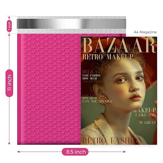 Fuxury 500 Pack Pink Bubble Mailers 8.5x12" Medium Opaque Bubble Envelopes Strong Adhesion Padded Mailer Thick Padded Envelopes for Small Business Mailing Books Clothes Makeup Supplies