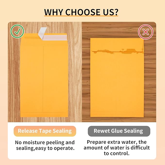 Joyberg 6x9 Envelopes Self Seal, Yellow Envelopes 6x9 Printable, Catalog Mailing Envelopes 6 x 9 Tear Resistant, Kraft Envelope for Mailing Letters, Documents, Photos, Invitation Cards