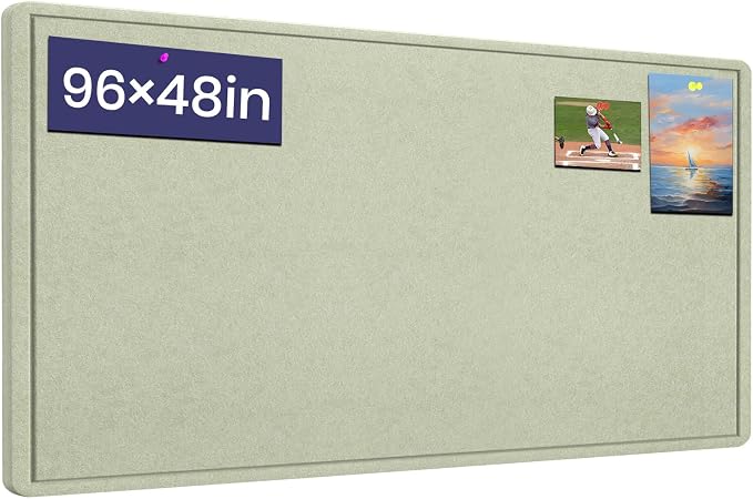 Extra Large Bulletin Board 96" x 48", Felt Pin Board, Sage Green | Cork Board Alternative for Wall, Foldable Self-Adhesive Vision Board Prayer Board with Pushpins for Classroom, Office, Home