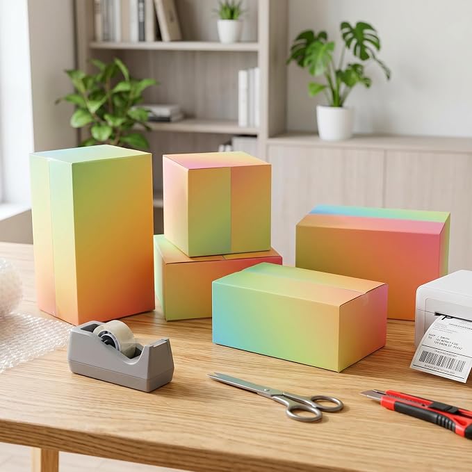 8x8x4 Medium Shipping Boxes, Set of 30, Colorful Corrugated Cardboard Box Packaging Supplies, Mailing Boxes for Packaging Small Business