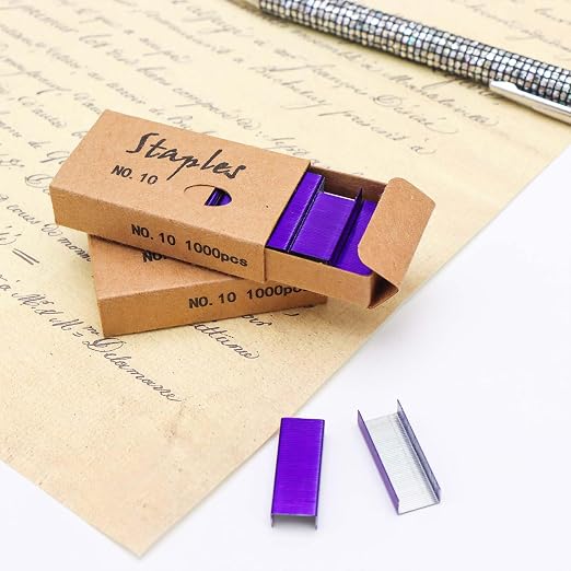 NatSumBasics 4000 Purple Staples Small Colored #10 Staples for Mini Stapler Refill, No.10 Staple, Smaller Than Standard Staple (Purple)