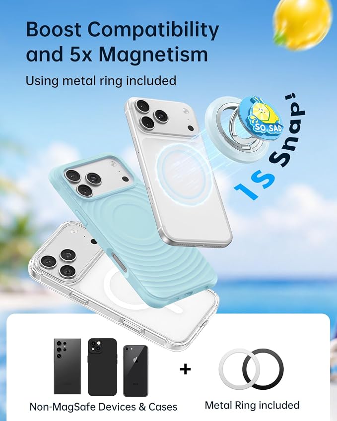 SYNCWIRE Magnetic Phone Ring Holder, for MagSafe Phone Grip Stand Kickstand | 360° Rotation, Double-Sided Magnet, Cell Phone Grip Finger Holder, for iPhone 17 16 15 14 13 12 Pro Max, MagSafe Accessories
