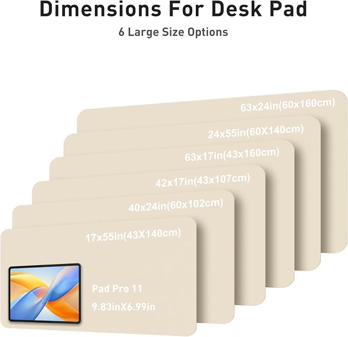 Aothia Faux Leather Desk Mat - Large Mouse Pad, Non-Slip PU Leather Blotter, Waterproof Writing Surface for Office and Home (Beige, 42" x 17")