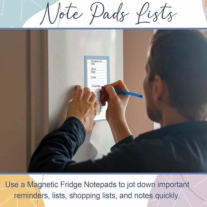 AZUREAL 7 Pack Magnetic Notepads for Refrigerator, 30 Pages/Book Grocery List Magnet Pad for Fridge, Design Magnetic List Pad for Fridge, Grocery List Notepad, To-Do Memos, List