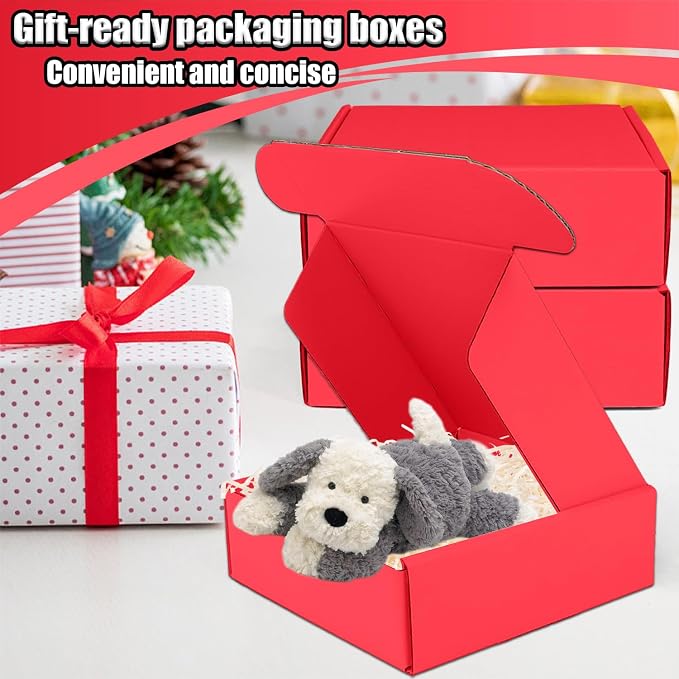 Small Shipping Boxes, 50 Pack Cardboard Box Corrugated Mailer Boxes Small Corrugated Boxes For Shipping Packaging Craft Gifts Giving Products, 6 x 4 x 1.6 Inches (Red)