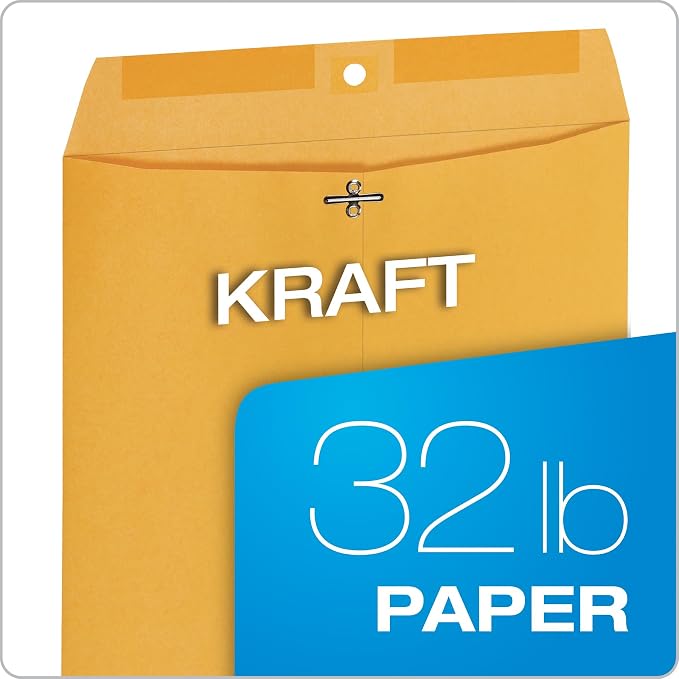 Quality Park 11-1/2 x 14-1/2 Clasp Envelopes, 100 Pack, Open-End with Gummed Flap, Heavyweight 32 lb Paper with Reinforced Holes and Double Prong Clasp, Storage Envelopes, Brown Kraft
