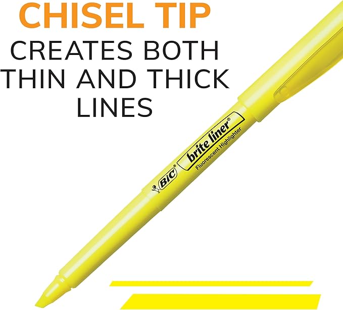 BIC Brite Liner Highlighters, Chisel Tip, 12-Count Pack of Green Ink