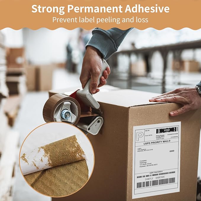 4" x 6" Direct Thermal Labels, Fanfold Shipping Package Tags, Perforated White Mailing Labels, Commercial Grade, Compatible with Rollo, MUNBYN Printers, 8000PCS