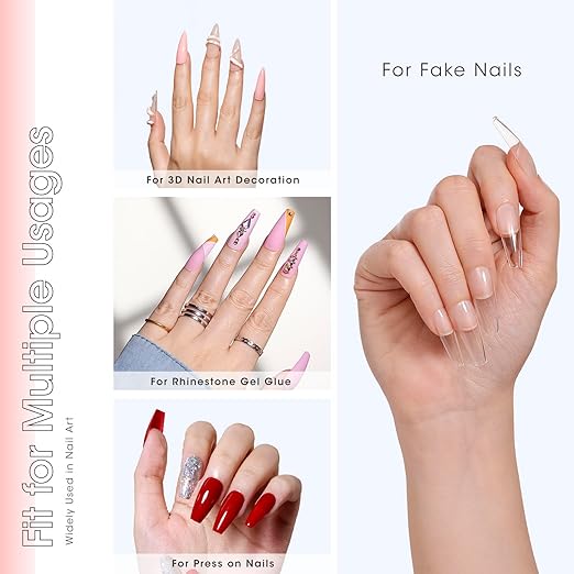 Gellen 2pcs Solid Nail Gel Glue Set for Soft Gel Nail Tips, 15g/pc Clear Acrylic Nail Tip Solid Gel Glue for DIY Nail Art for Press on Nail, Need Nail Dryer Cured