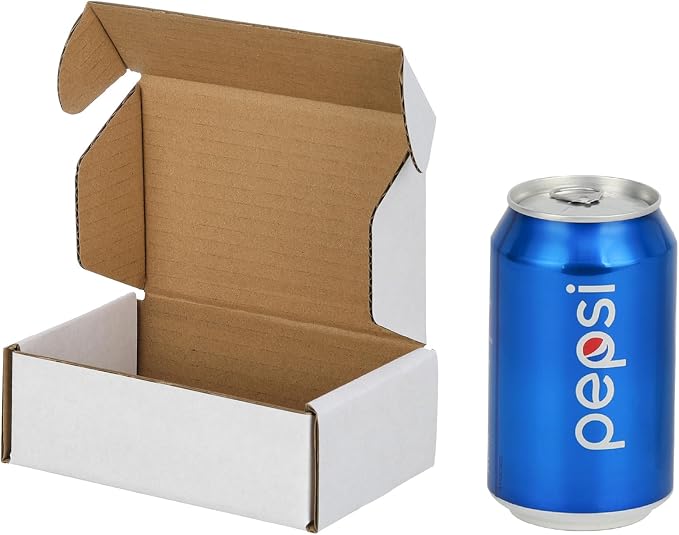 100 Pack 6x4x2 inches Small Shipping Boxes, Kraft Corrugated Cardboard Boxes for Mailing Packing, White