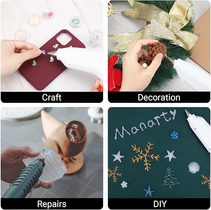 Manarty Black Hot Glue Sticks Full Size, 48 PCS 0.43" Dia x 4" Long Standard EVA Hot Melt Adhesive Gluing Stick, High Low Temp for Handmade Car DIY Art Craft Home Office Project Craft Fix & Repairs
