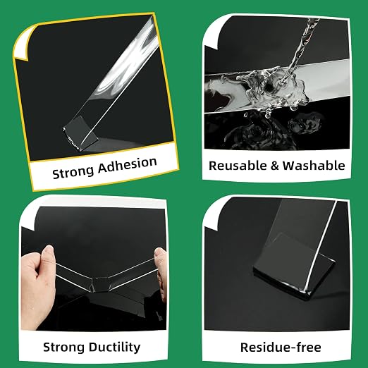 4 Rolls Double Sided Tape Heavy Duty, Nano Tape Double Sided Mounting Tape | Removable Transparent Adhesive Tape, Clear Two Sided Poster Wall Tape Strips for Home Office(4 Rolls, Total 39.2FT)