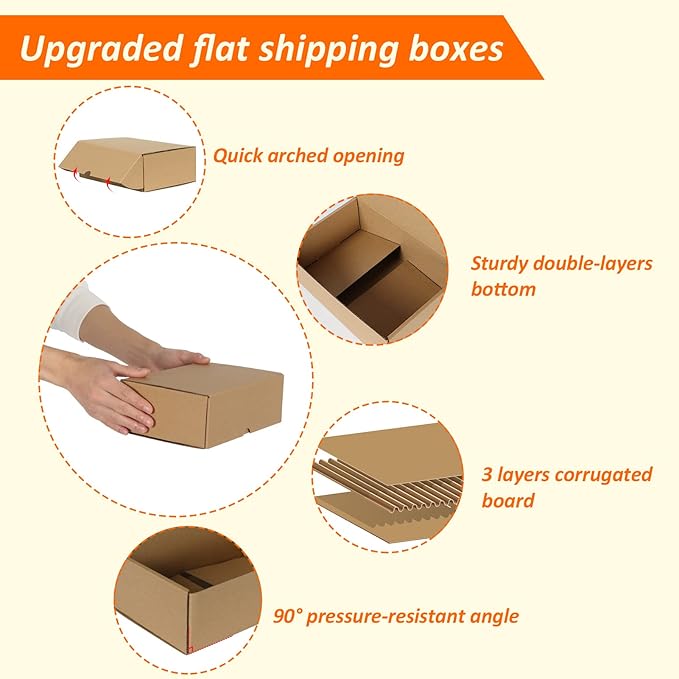 HORLIMER 9x6x3 inches Shipping Boxes Set of 25, Brown Corrugated Cardboard Box Literature Mailer