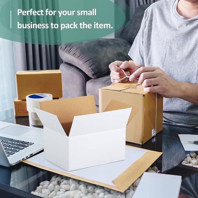 Eupako 30 Pack Small Shipping Boxes Assorted Sizes, 8x6x4 & 9x6x4 15 PCS Each Small Boxes, White Corrugated Box Mailers, Cardboard Boxes for Packaging Small Business, Mailing