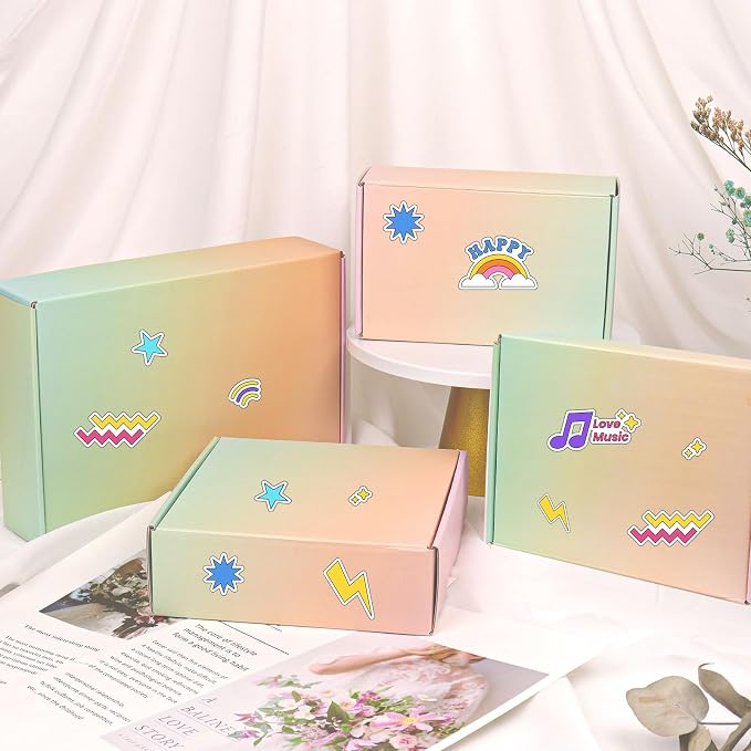 30 Pack 10x8x2 Colorful Shipping Boxes Medium, Mailing Cardboard Boxes for Packaging Small Business