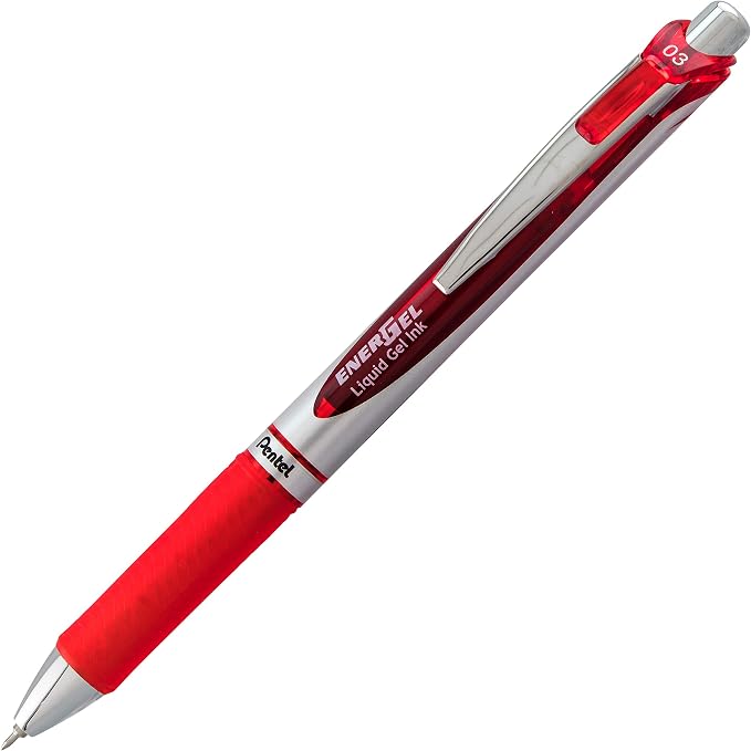 Pentel EnerGel RTX Retractable Liquid Gel Pen, (0.3mm) Needle Tip, Extra Fine Line, Assorted Ink, 3-Pk (BLN73BP3M)