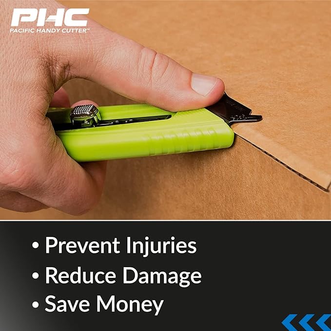 Pacific Handy Cutter S5R Box Cutter | Heavy Duty Utility Knife, Tape Splitter, & Film Cutter | 3-Position Retractable Box Cutter with Easy Blade Change | For Right Handed Users