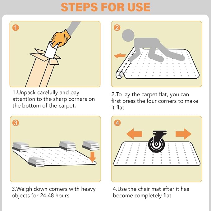 Office Chair Mat for Carpet, 36" x 48" Clear Desk Chair Mat | Heavy Duty Plastic Floor Protector for Low Pile Carpet, Smooth Easy Glide Under Desk for Office or Home