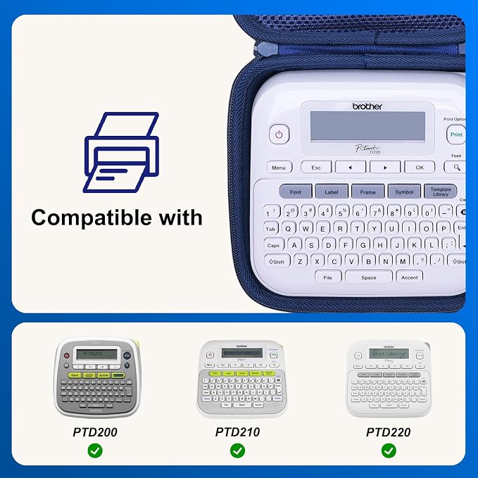 LTGEM Label Maker Case for Brother P-Touch PTD220/PTD210 | Hard EVA Shell, Water-Resistant, Shock Protection, Scratch-Resistant Interior, Portable Travel Storage Case Only