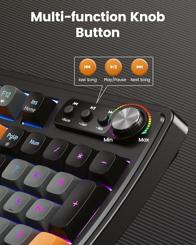 SABLUTE Gaming Keyboard and Mouse, Quiet Membrane with RGB Backlit | PC Gaming Keyboard with Multimedia Knob, Anti-Ghosting, Ergonomic Wrist Rest & 3200 DPI Mouse for Gamer/Office