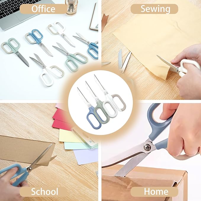 White Office Scissors with Comfort-Grip Handles, Cute scissors, Sharp Craft Scissors for DIY Art, Sewing, Fabric, Student, Teacher, and Home Use(7", White-1Pack)