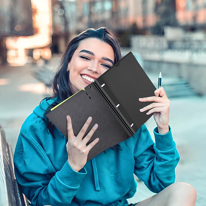 INFUN 1 Inch Telescoping 3 Ring Binder - 1PCS-Black, Flexible Binders with Customizable Front Cover and Clear Catalog Pocket, 1 Inch Rings, Holds 8.5x11 inch Paper