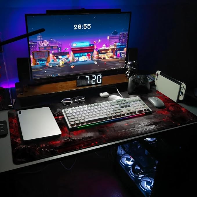 Extended Gaming Mouse Pad, Large Mouse Mat 3 mm Nature Rubber Base Mousepad with Stitched Edges, Non-Slip Desk Mat for Office Home Great Gift 31.5x11.8 Inch (Dark Canyon 3)