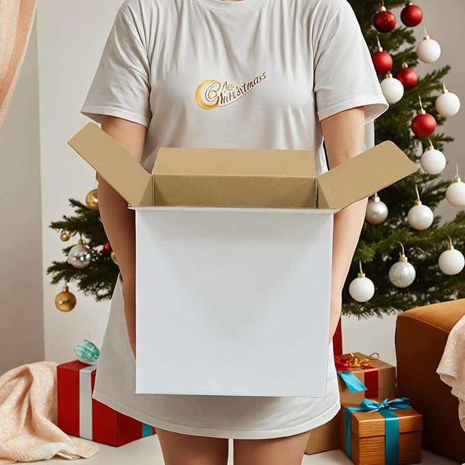 CRUGLA 10x10x10 Shipping Boxes 15 Pack, White Corrugated Cardboard Boxes with Side-Lock and Pre-Applied Double-Sided Tape, Easy Assemble Packing Mailer Boxes for Small Business Shipping