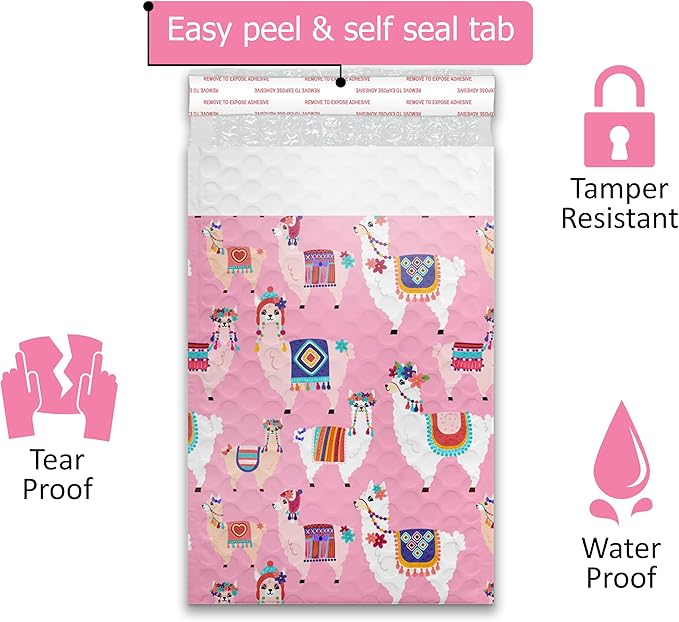 #0 6x9 (20pcs) Llamas Designer Self Seal Poly Bubble Mailers Shipping Envelopes Padded Bags