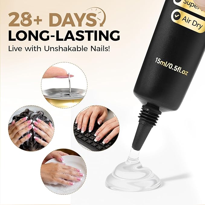 UNA GELLA Strong Nail Glue Gel, 15ml*2pcs No U V/Lamp Needed Nail Gel Glue, Quick Air Dry Semi Solid False Nail Glue, Super Strong Nailglue For Press Ons Acrylic Nails Tips Extension DIY Kit