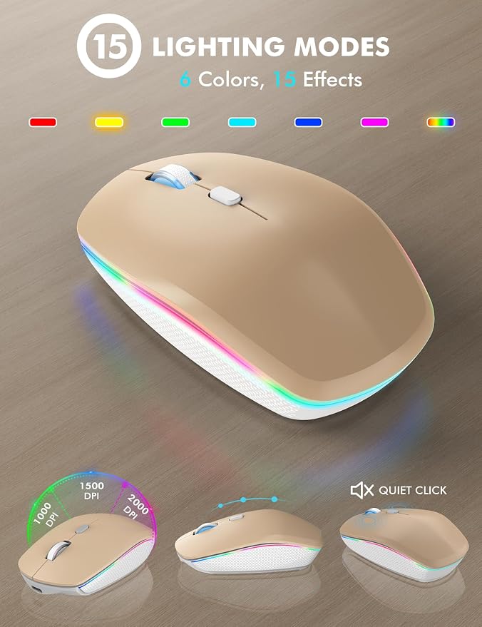 Wireless Keyboard and Mouse Combo with RGB Backlit, Rechargeable | Light Up Letters, Full-Size, Soft Typing, Sleep Mode, 2.4GHz Quiet Keyboard Set for Mac, Windows, Laptop, PC, Trueque KM42Pro