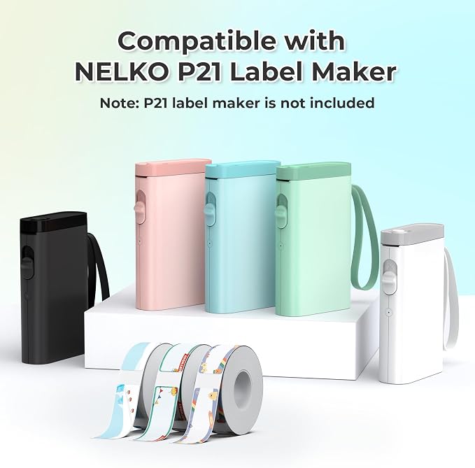NELKO Genuine P21 Label Maker Tape,14x40mm, 3-Roll, Birthday Theme | Easy to Peel, BPA-Free, Strong Adhesion, Water-Resistant & Oil-Proof, Great for School, Office, Home, Kitchen, Black on White