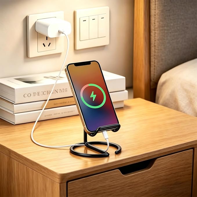 gianotter Black Phone Stand | Black Desk Organizer and Accessories, Phone Holder for Desk, Compatible with All Mobile Phones, iPhones and iPads (Black)