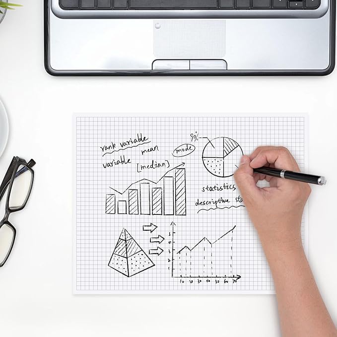 zmybcpack 6 Pack 8.5"X11" Graph Paper Pads, Grid Writing Pads | Engineering Paper for Maths Drawing, Drafting, Each Pad 50 Sheets, Double Side Printed, 4x4 Graph Ruled