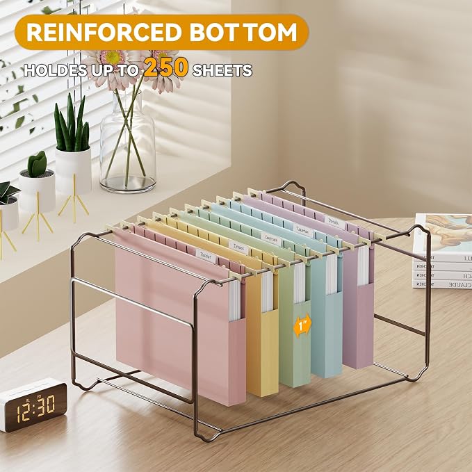 Plastic Hanging File Folders Letter Size,12 Pack Reinforced Filing Cabinet Folders with Tabs,1" Expansion Hanging File Organizer for Home Office,Macaron Heavy Duty Folders for File Frame Box